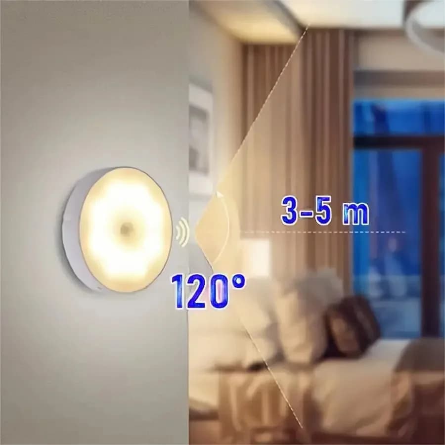 Įkraunama judesio jutiklio LED lovos švieselė, balta