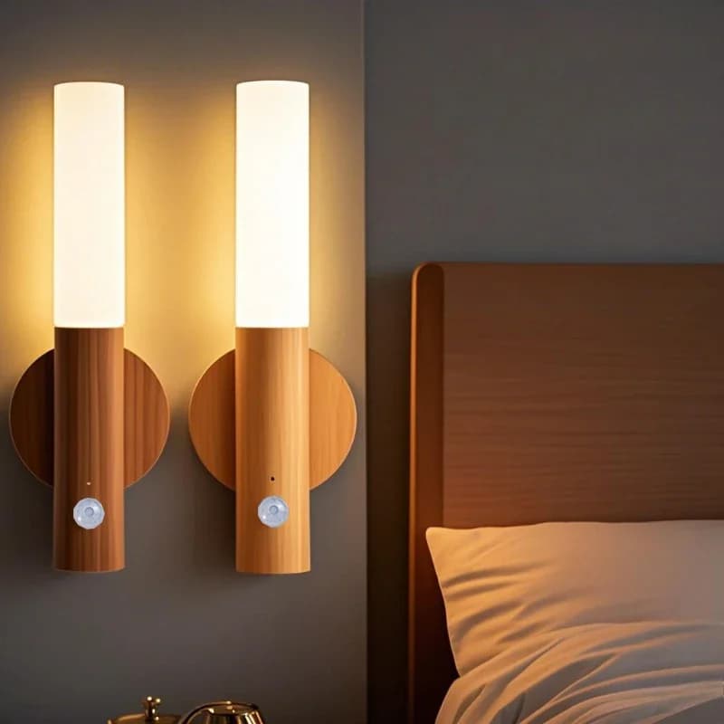 Judesio jutiklio LED naktinė lempa, USB įkraunama spintelės lempa