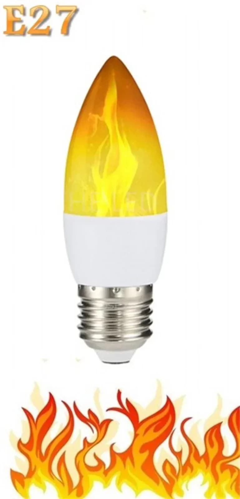 E14/E27 LED lemputė „Liepsna“, su gravitacijos jutikliu, 3 šilto atspalvio režimai