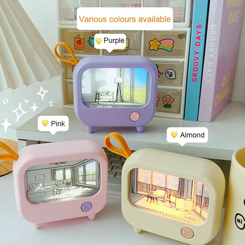 Mini įkraunamas TV stiliaus piešinio naktinis šviestuvas