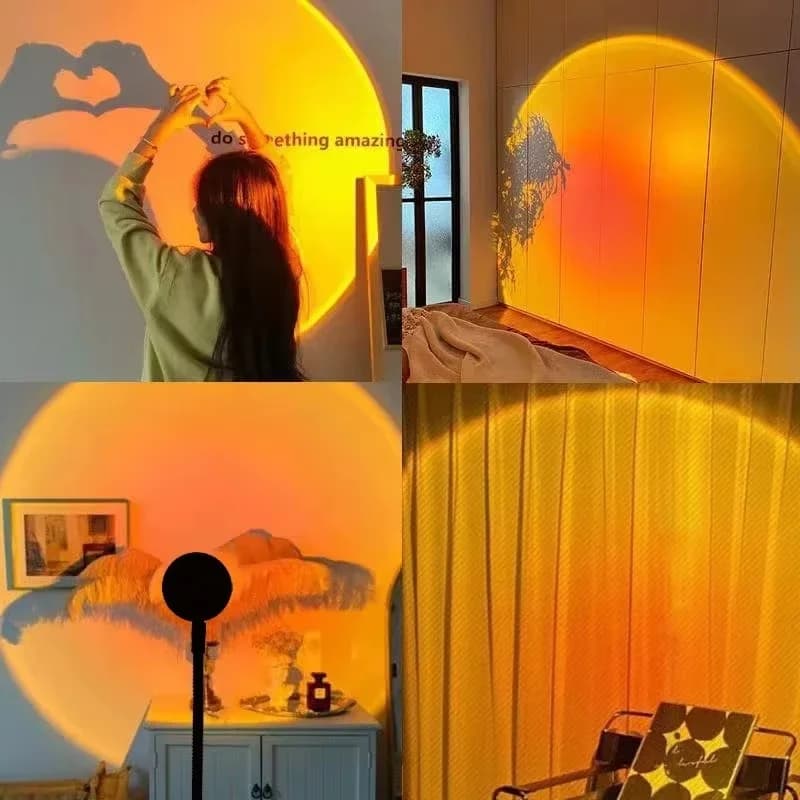 Mini RGB saulėlydžio projektorius, 4 spalvų USB stalinė lempa