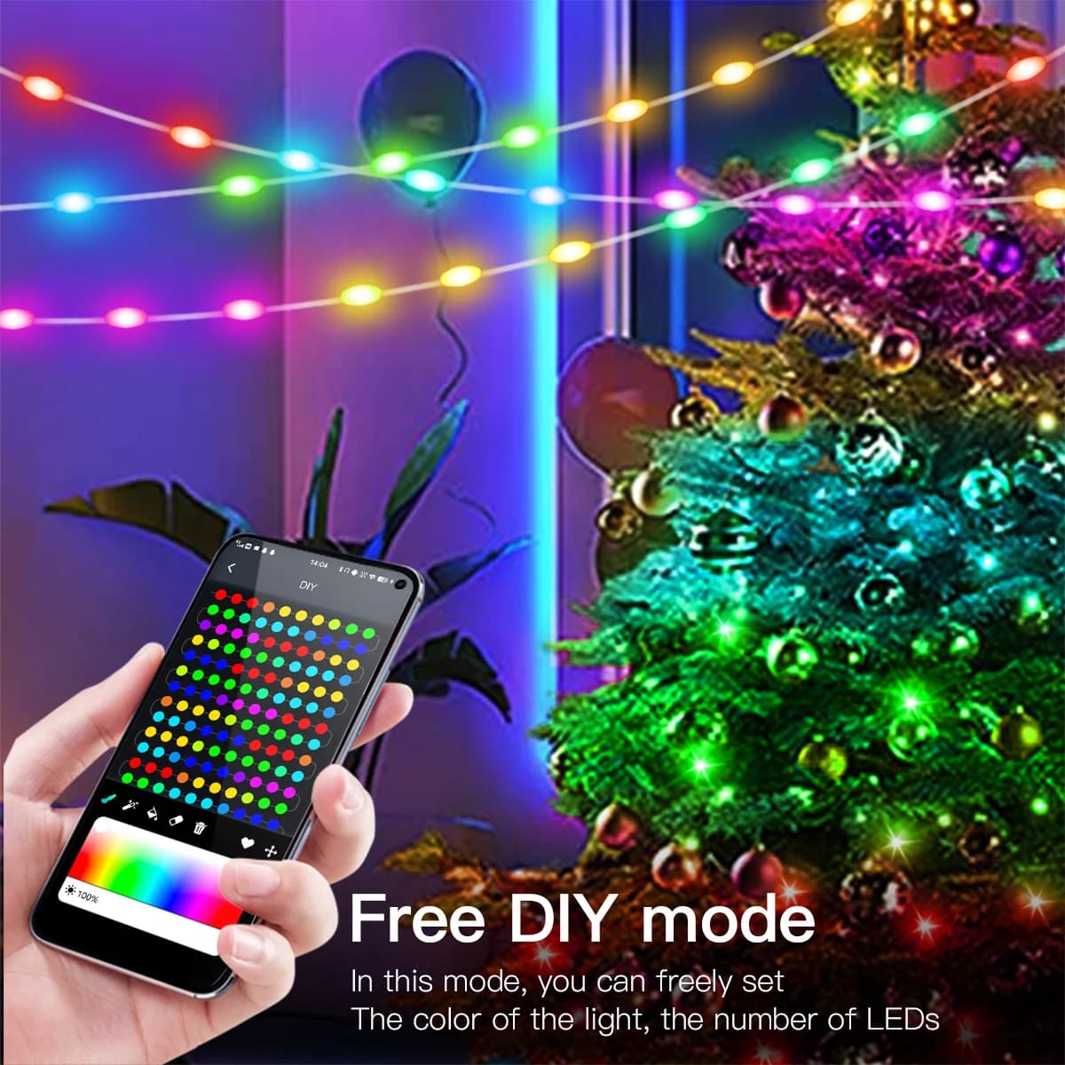 USB Bluetooth nuotolinio valdymo spalvotos LED varpų girliandos