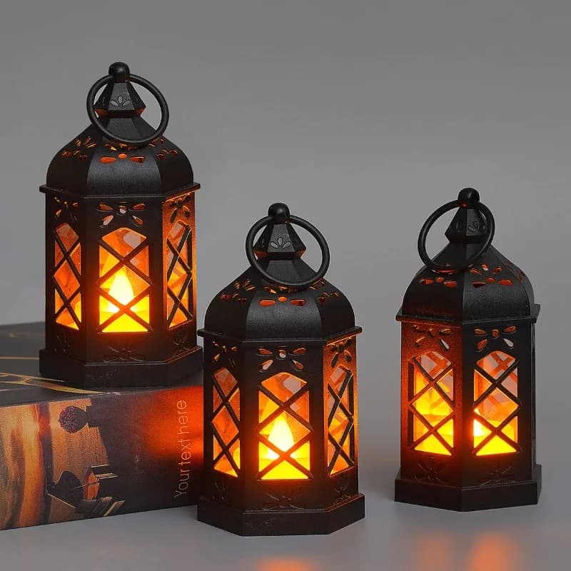 Šešiakampė vintage LED žvakidė be liepsnos