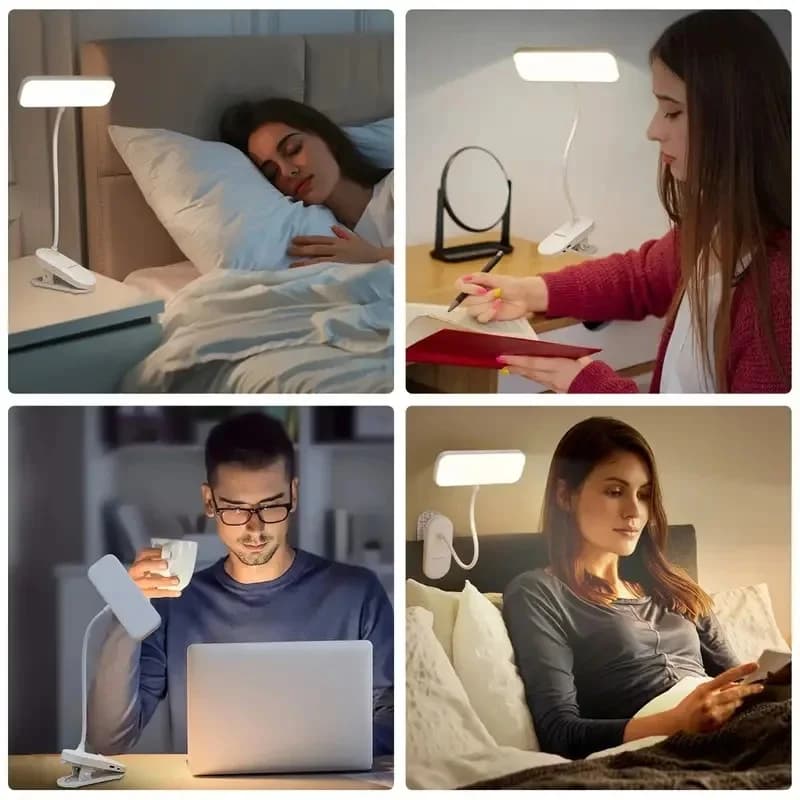 USB įkraunama LED žiupsninė stalo lempa, reguliuojamas ryškumas
